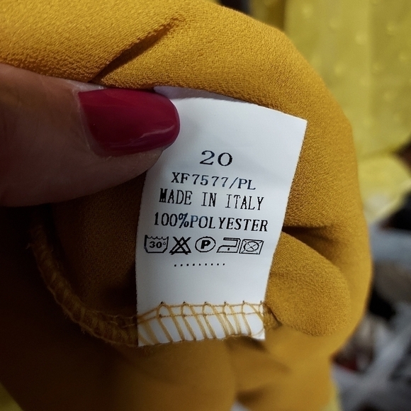 Boohoo off shoulder dress yellow size 20 Swiss dot plus size Dooby skater - Picture 5 of 8